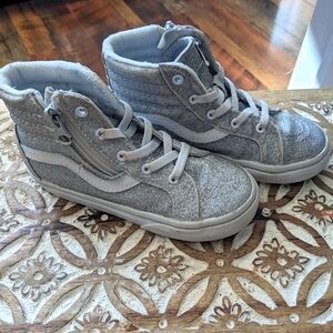 Silver sparkle vans size 10 toddler